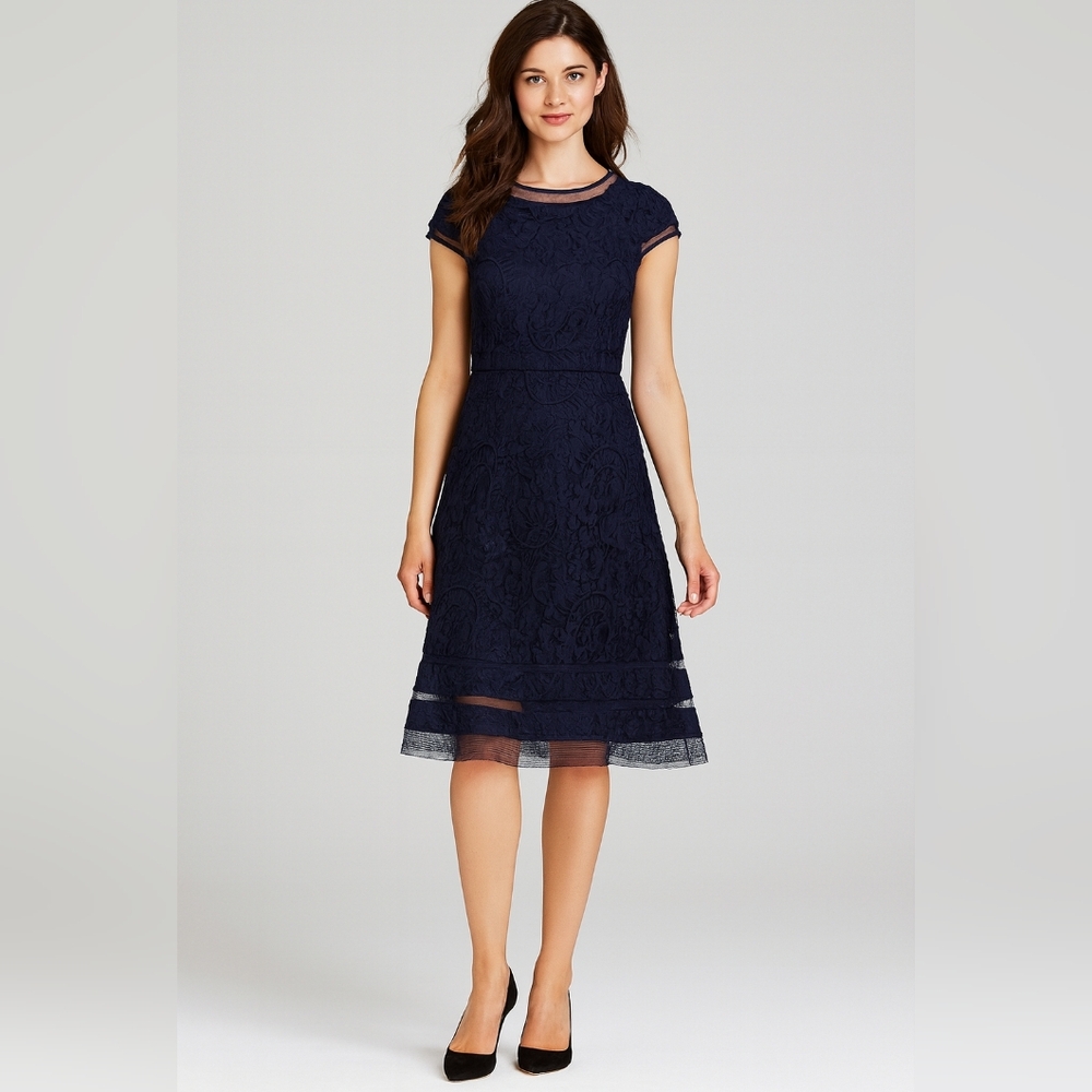 Adrianna Papell Navy Lace Dress